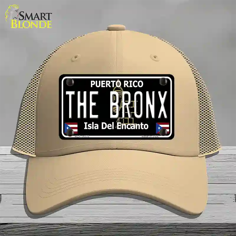 The Bronx Puerto Rico Black Novelty License Plate Hat Mesh / Khaki