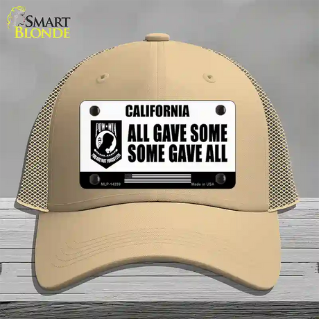 California POW MIA Some Gave All Novelty License Plate Hat Mesh / Khaki