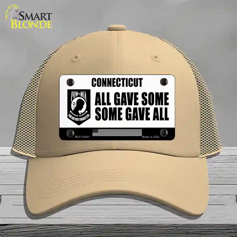 Connecticut POW MIA Some Gave All Novelty License Plate Hat Mesh / Khaki