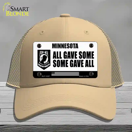 Minnesota POW MIA Some Gave All Novelty License Plate Hat Mesh / Khaki