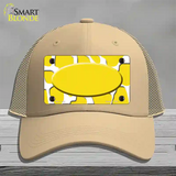 Yellow White Giraffe Yellow Center Oval Novelty License Plate Hat Mesh / Khaki