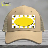 Yellow White Polka Dot Yellow Center Oval Novelty License Plate Hat Mesh / Khaki