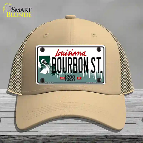 Bourbon St Louisiana Novelty License Plate Hat Mesh / Khaki