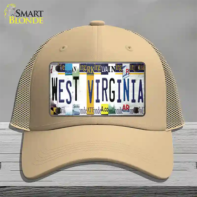 West Virginia License Plate Art Novelty License Plate Hat Mesh / Khaki