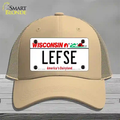 Lefse Wisconsin Novelty License Plate Hat Mesh / Khaki