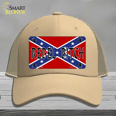 Rebel Bitch Novelty License Plate Hat Mesh / Khaki