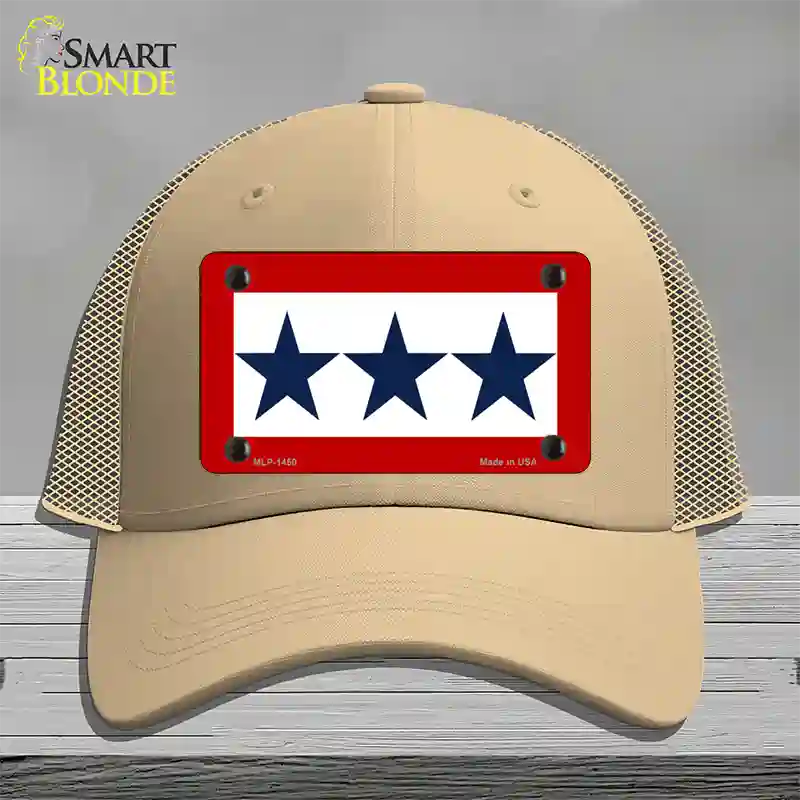 Blue Star Three Novelty License Plate Hat Mesh / Khaki