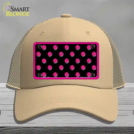 Pink Black Polka Dot Novelty License Plate Hat Mesh / Khaki