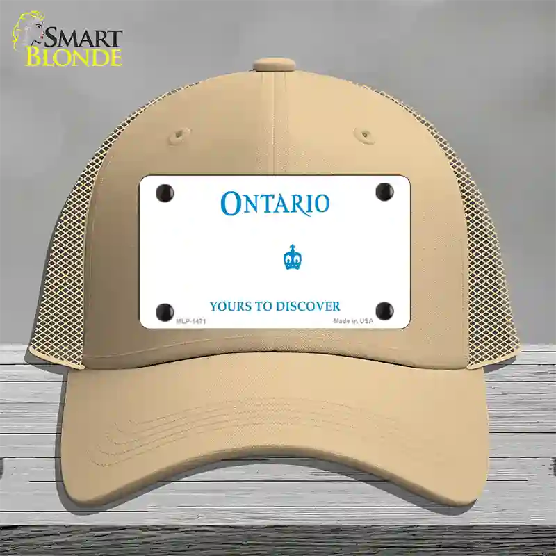 Ontario Canada Novelty License Plate Hat Mesh / Khaki