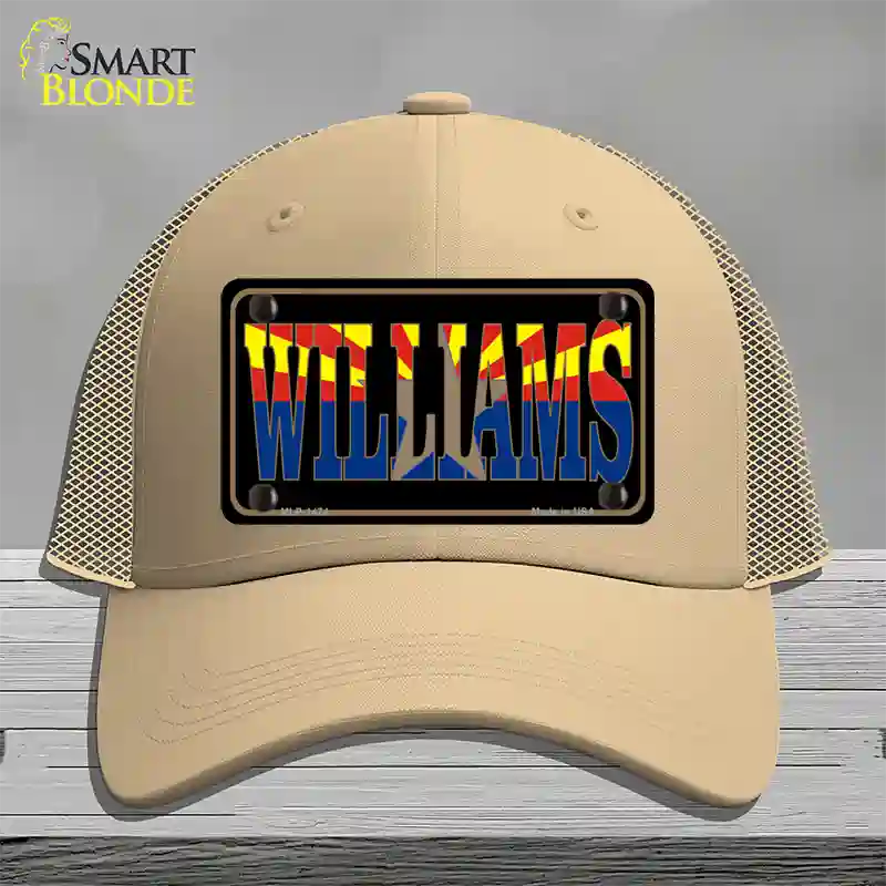 Williams Arizona State Flag Novelty License Plate Hat Mesh / Khaki