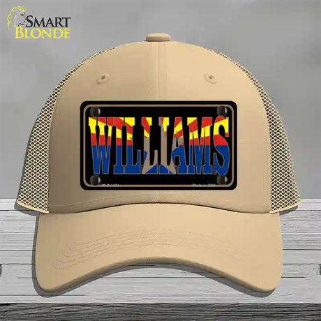 Williams Arizona State Flag Novelty License Plate Hat Mesh / Khaki