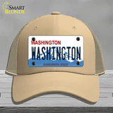 Washington State Novelty License Plate Hat Mesh / Khaki