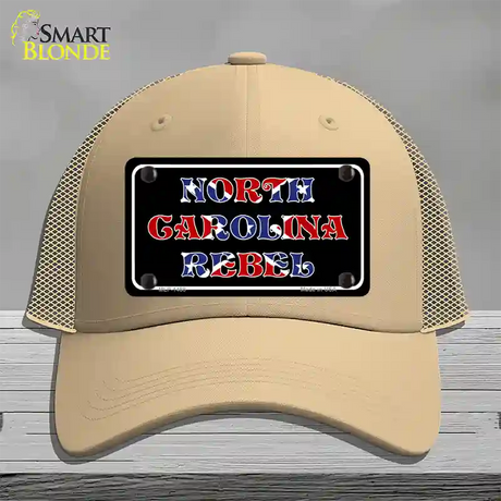 North Carolina Rebel Novelty License Plate Hat Mesh / Khaki