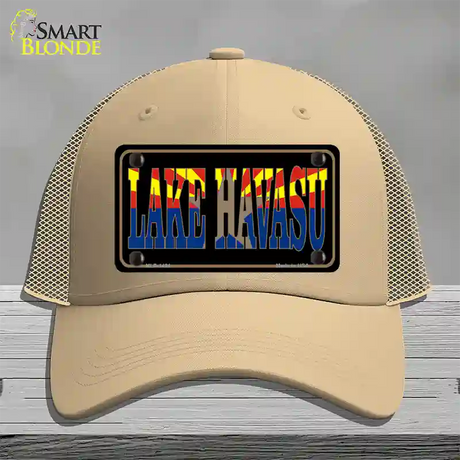 Lake Havasu Arizona Flag Novelty License Plate Hat Mesh / Khaki