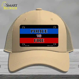 Police Vs. Fire Novelty License Plate Hat Mesh / Khaki