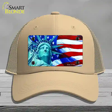 Lady Liberty Novelty License Plate Hat Mesh / Khaki