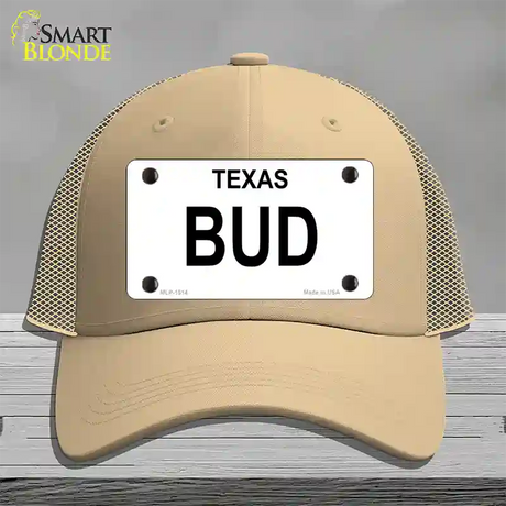 BUD Novelty License Plate Hat Mesh / Khaki