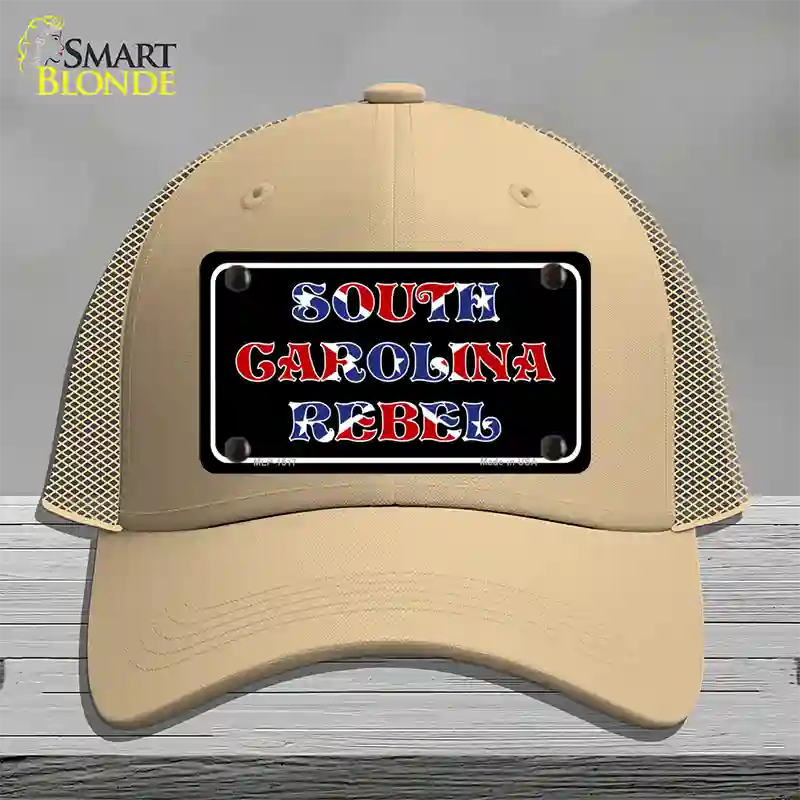 South Carolina Rebel Novelty License Plate Hat Mesh / Khaki