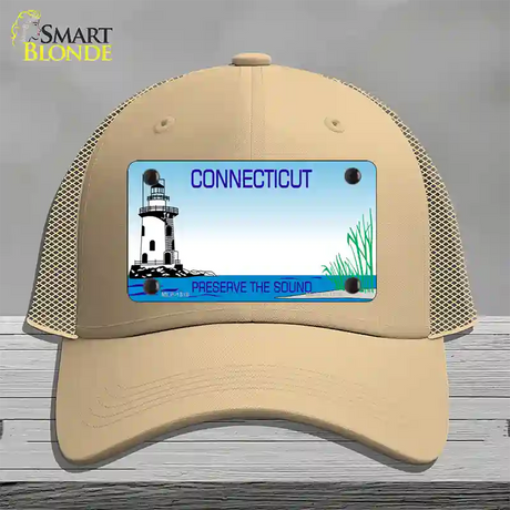 Connecticut Preserve State Blank Novelty License Plate Hat Mesh / Khaki