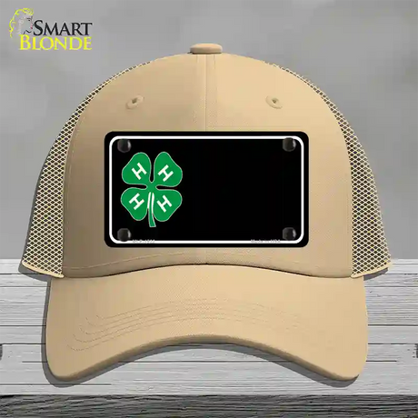 4-H Offset Novelty License Plate Hat Mesh / Khaki