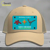 Red Chili & Road Runner New Mexico Teal Novelty License Plate Hat Mesh / Khaki