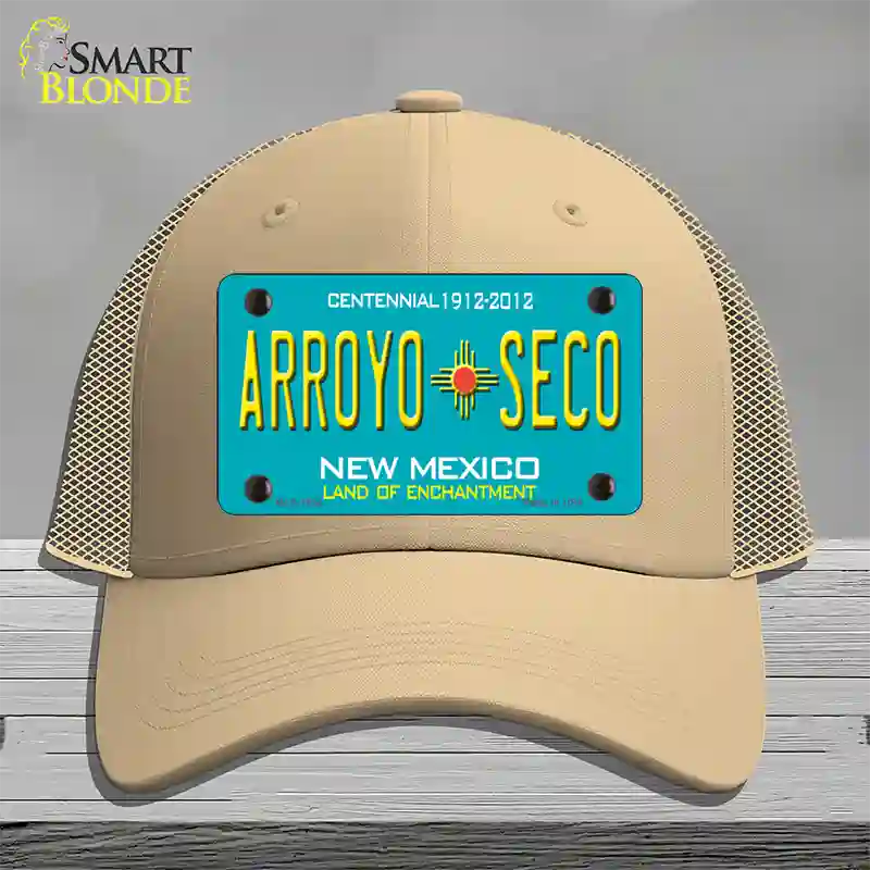 Arroyo Seco New Mexico Novelty License Plate Hat Mesh / Khaki