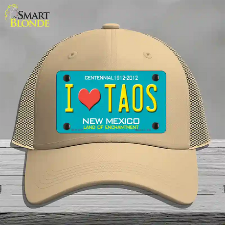 I Love Taos New Mexico Novelty License Plate Hat Mesh / Khaki