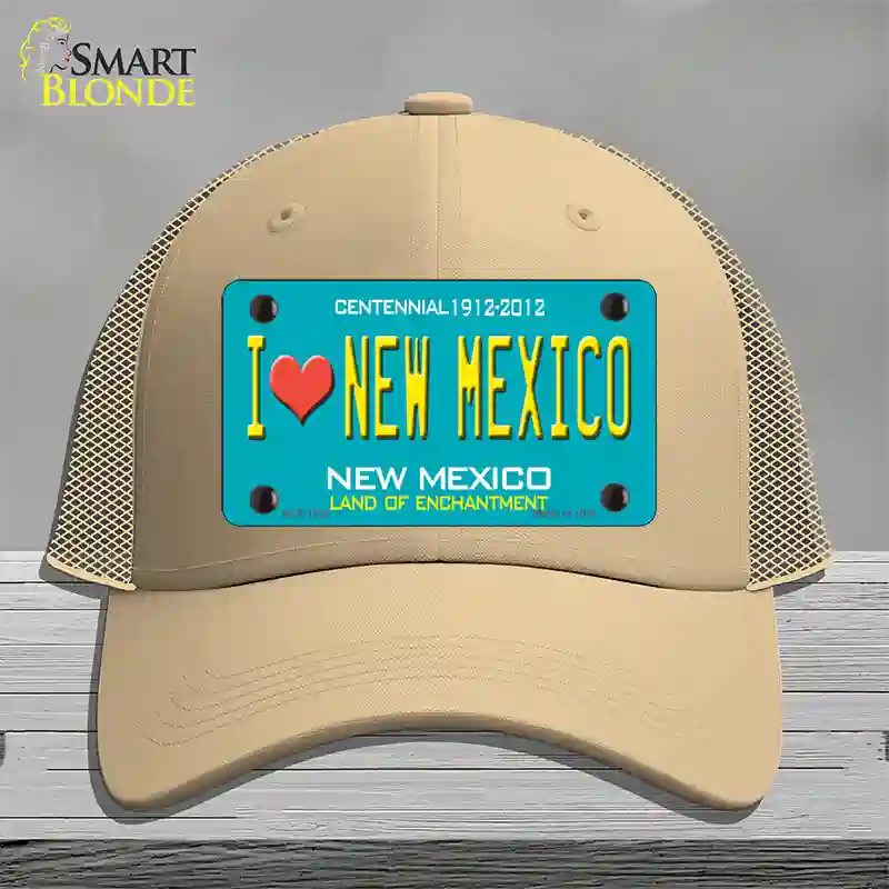 I Love New Mexico Novelty License Plate Hat Mesh / Khaki