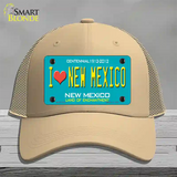 I Love New Mexico Novelty License Plate Hat Mesh / Khaki