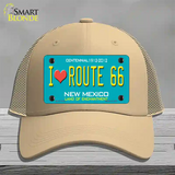 I Love Route 66 New Mexico Novelty License Plate Hat Mesh / Khaki