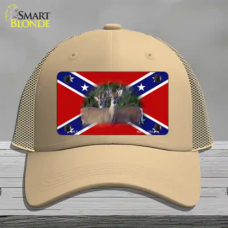 Rebel Deer Novelty License Plate Hat Mesh / Khaki