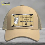 Pencil Sketch Boston Terrier Novelty License Plate Hat Mesh / Khaki