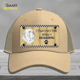 Pencil Sketch Bulldog Novelty License Plate Hat Mesh / Khaki