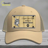 Pencil Sketch Doberman Metal Dog Novelty License Plate Hat Mesh / Khaki