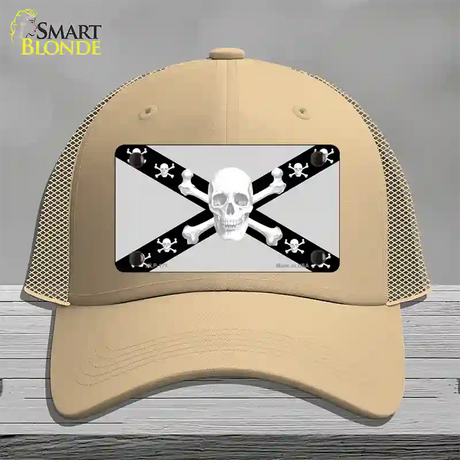 Skull Black & Silver Novelty License Plate Hat Mesh / Khaki