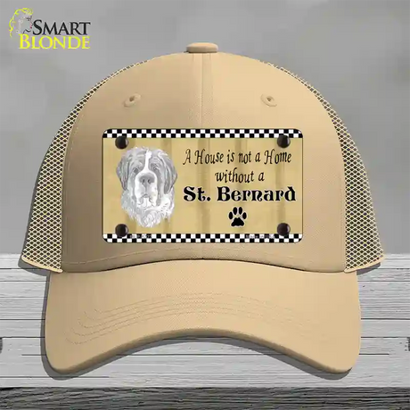 Pencil Sketch Saint Bernard Novelty License Plate Hat Mesh / Khaki