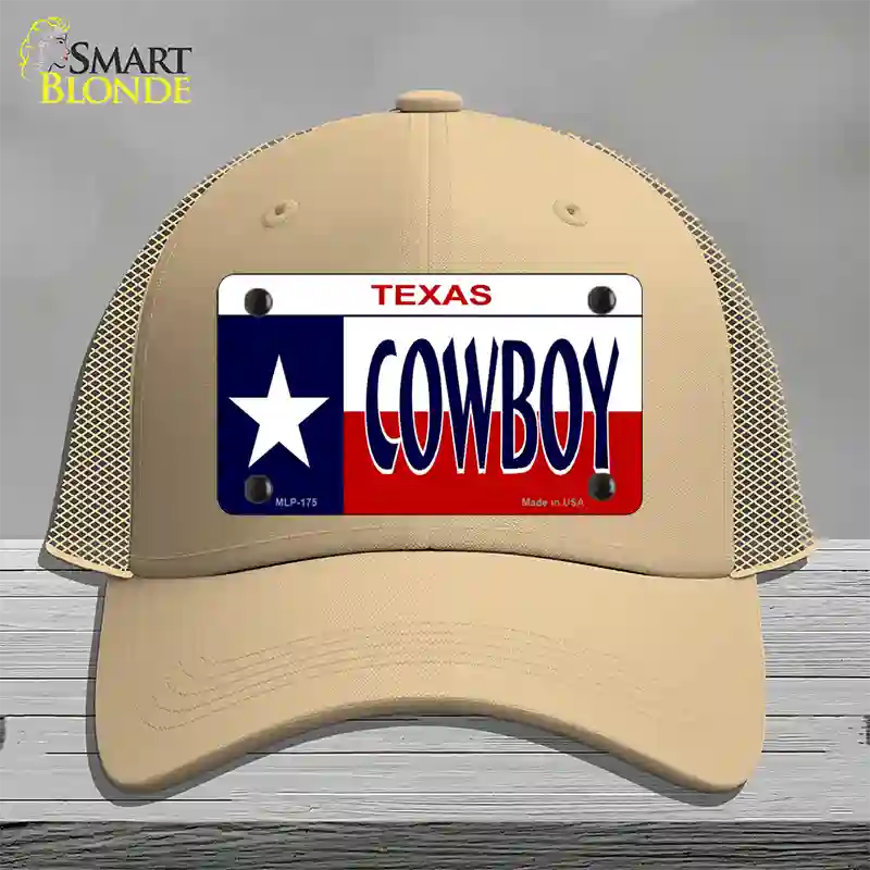 Cowboy Texas Novelty License Plate Hat Mesh / Khaki