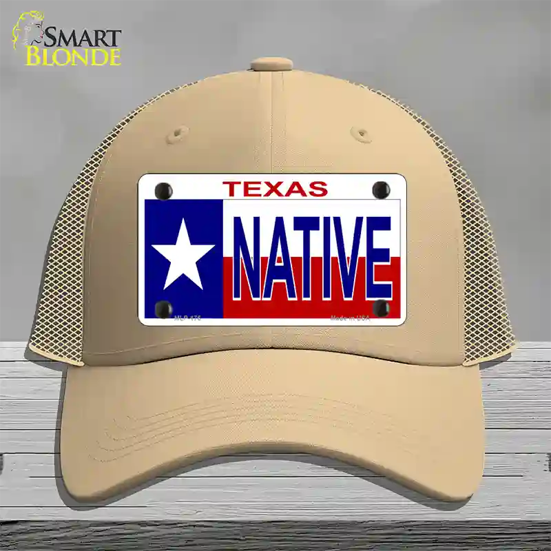 Native Texas Novelty License Plate Hat Mesh / Khaki