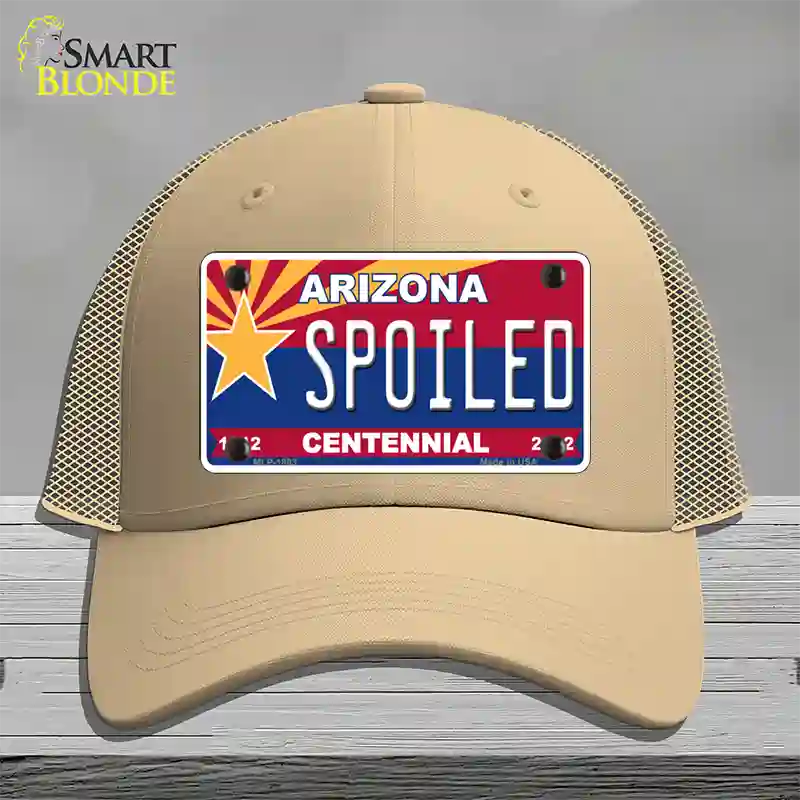 Arizona Centennial Spoiled Novelty License Plate Hat Mesh / Khaki