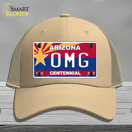 Arizona Centennial OMG Novelty License Plate Hat Mesh / Khaki