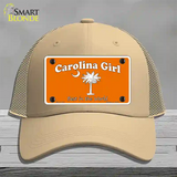 Carolina Girl Orange Novelty License Plate Hat Mesh / Khaki