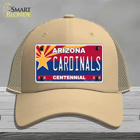 Arizona Centennial Cardinals Novelty License Plate Hat Mesh / Khaki