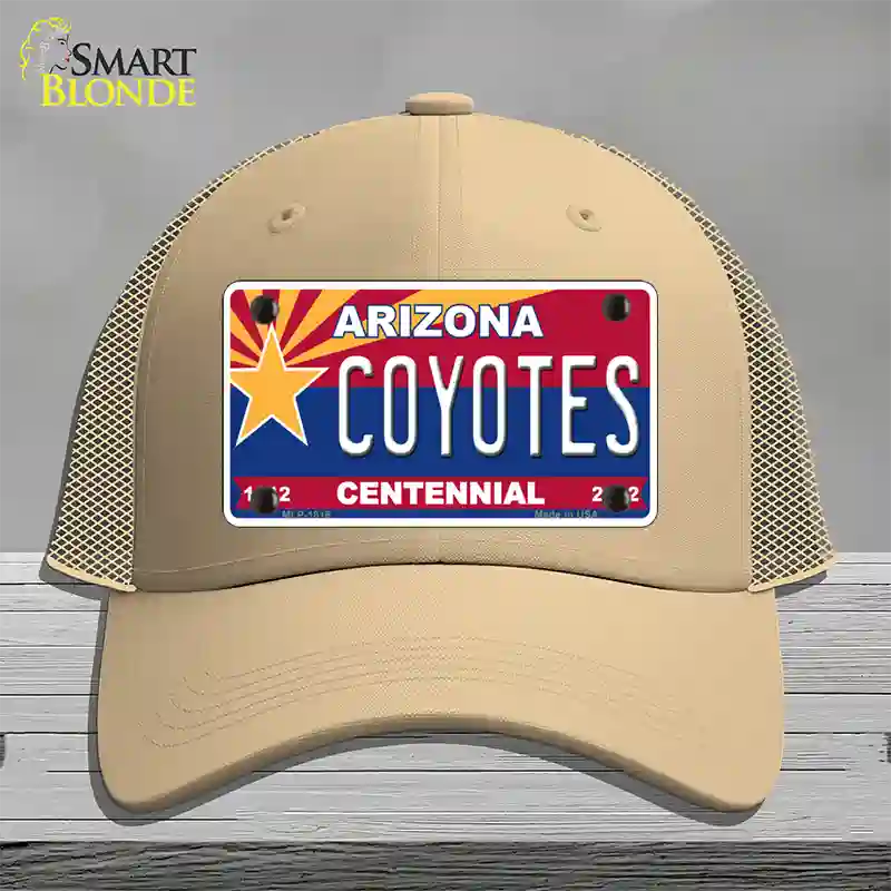 Arizona Centennial Coyotes Novelty License Plate Hat Mesh / Khaki