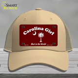 Carolina Girl Burgundy Novelty License Plate Hat Mesh / Khaki