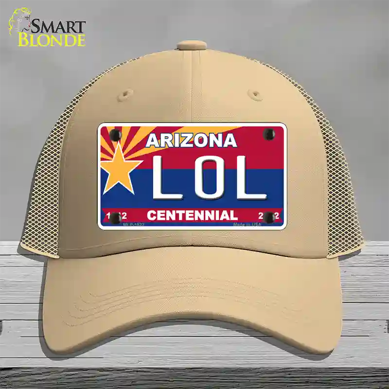 Arizona Centennial LOL Novelty License Plate Hat Mesh / Khaki