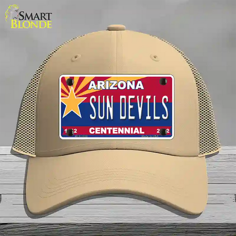 Arizona Centennial Sun Devils Novelty License Plate Hat Mesh / Khaki