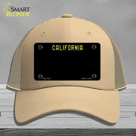 California Black State Novelty License Plate Hat Mesh / Khaki