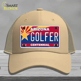 Arizona Centennial Golfer Novelty License Plate Hat Mesh / Khaki