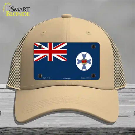 Queensland Flag Novelty License Plate Hat Mesh / Khaki