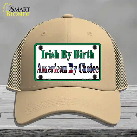 Irish By Birth Novelty License Plate Hat Mesh / Khaki